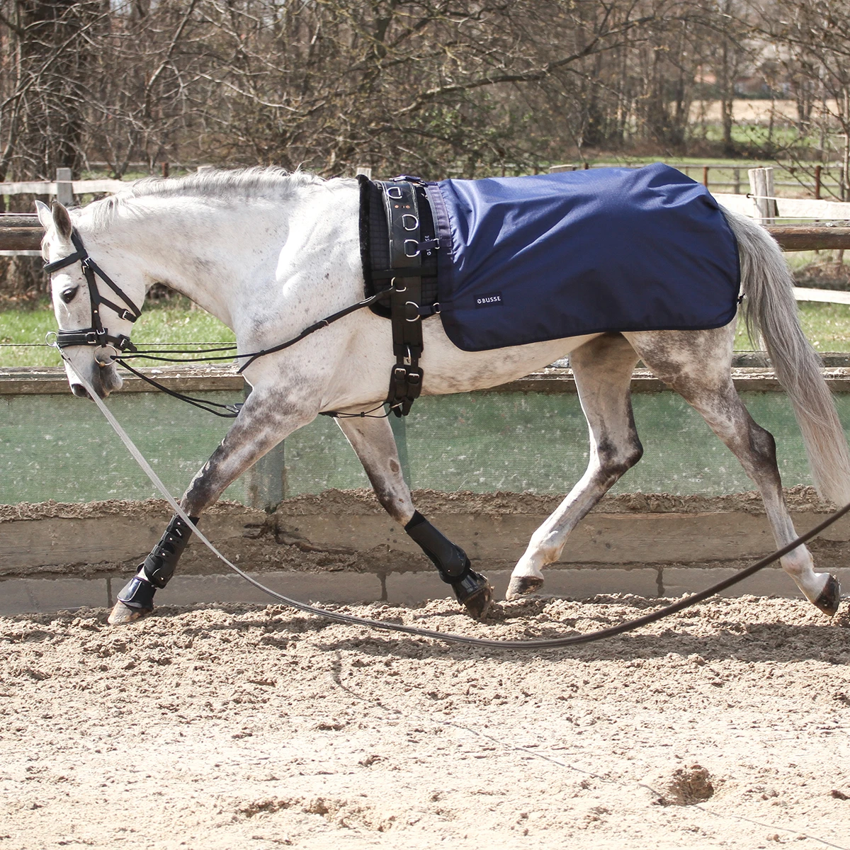 Longeerdeken Busse Rain Donkerblauw 2 Longeerdeken Busse Rain Donkerblauw - Afbeelding 2