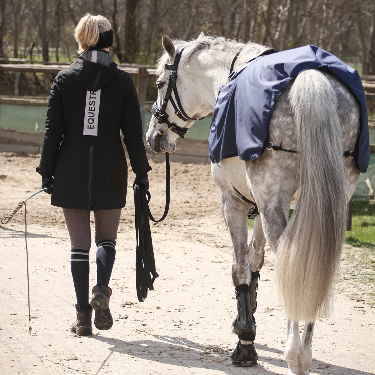 Longeerdeken Busse Rain Donkerblauw 4 Longeerdeken Busse Rain Donkerblauw - Afbeelding 4