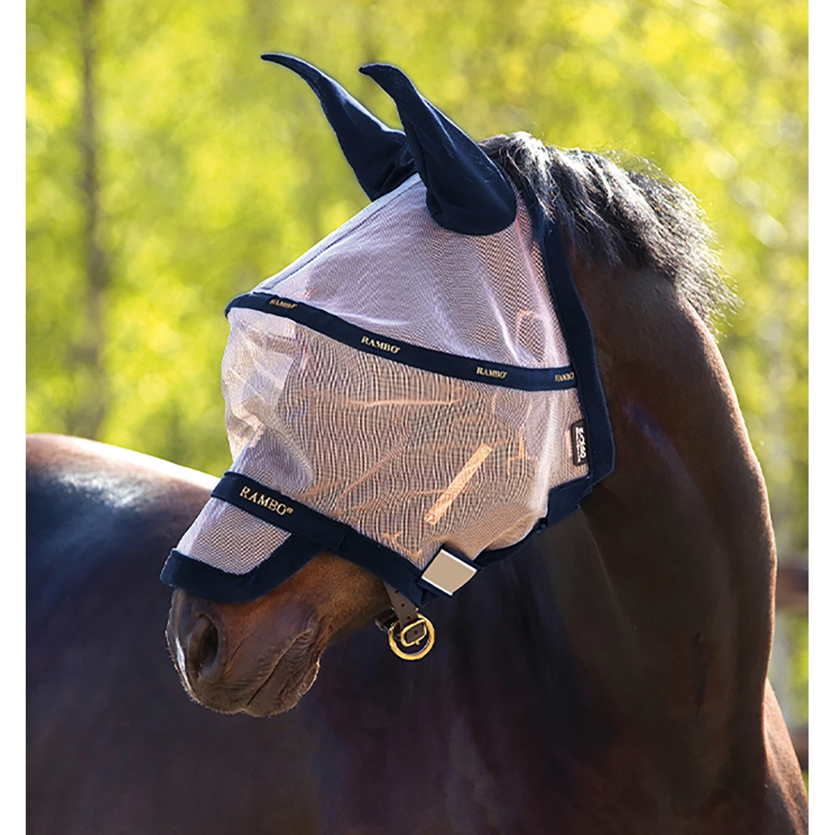 Vliegenmasker Horseware Rambo Plus Zilver-blauw 1 Vliegenmasker Horseware Rambo Plus Zilver-blauw